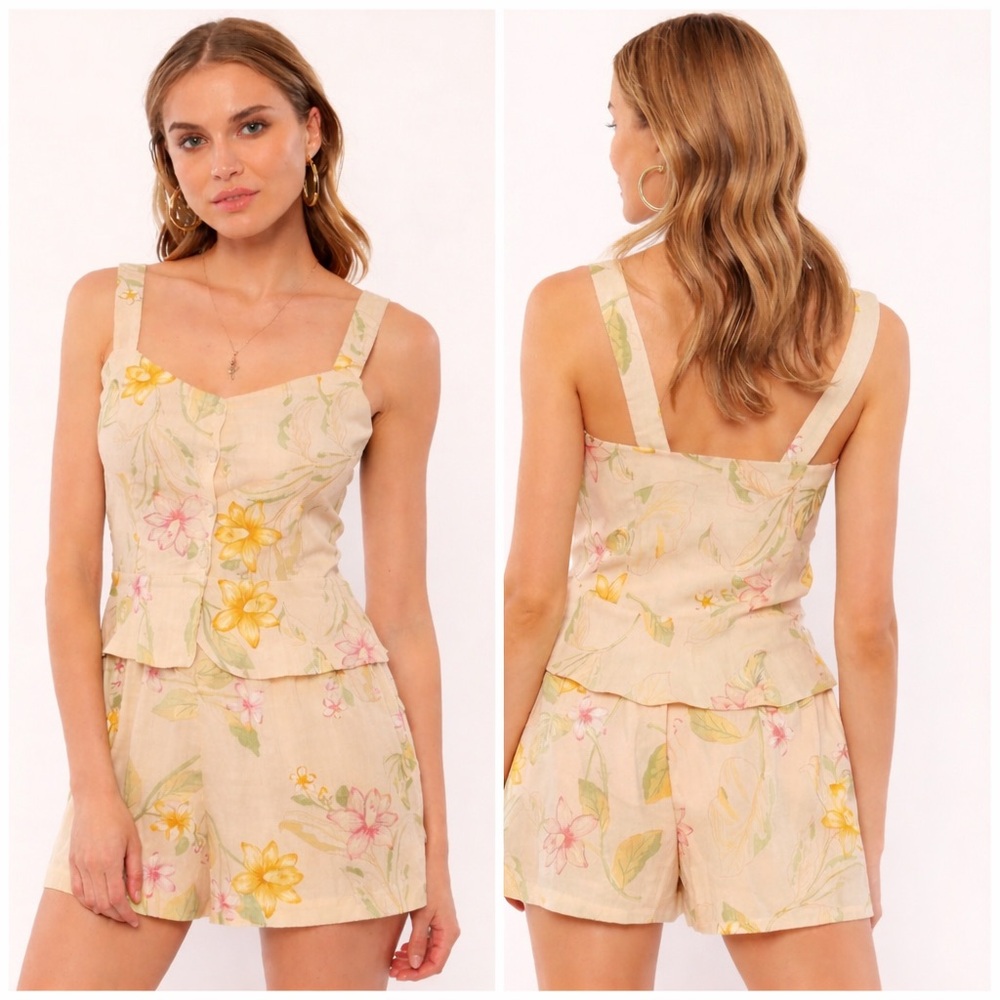 🏷️ Amuse Society Beachy Co Ord Set Euro Summer Tank & Shorts Size S